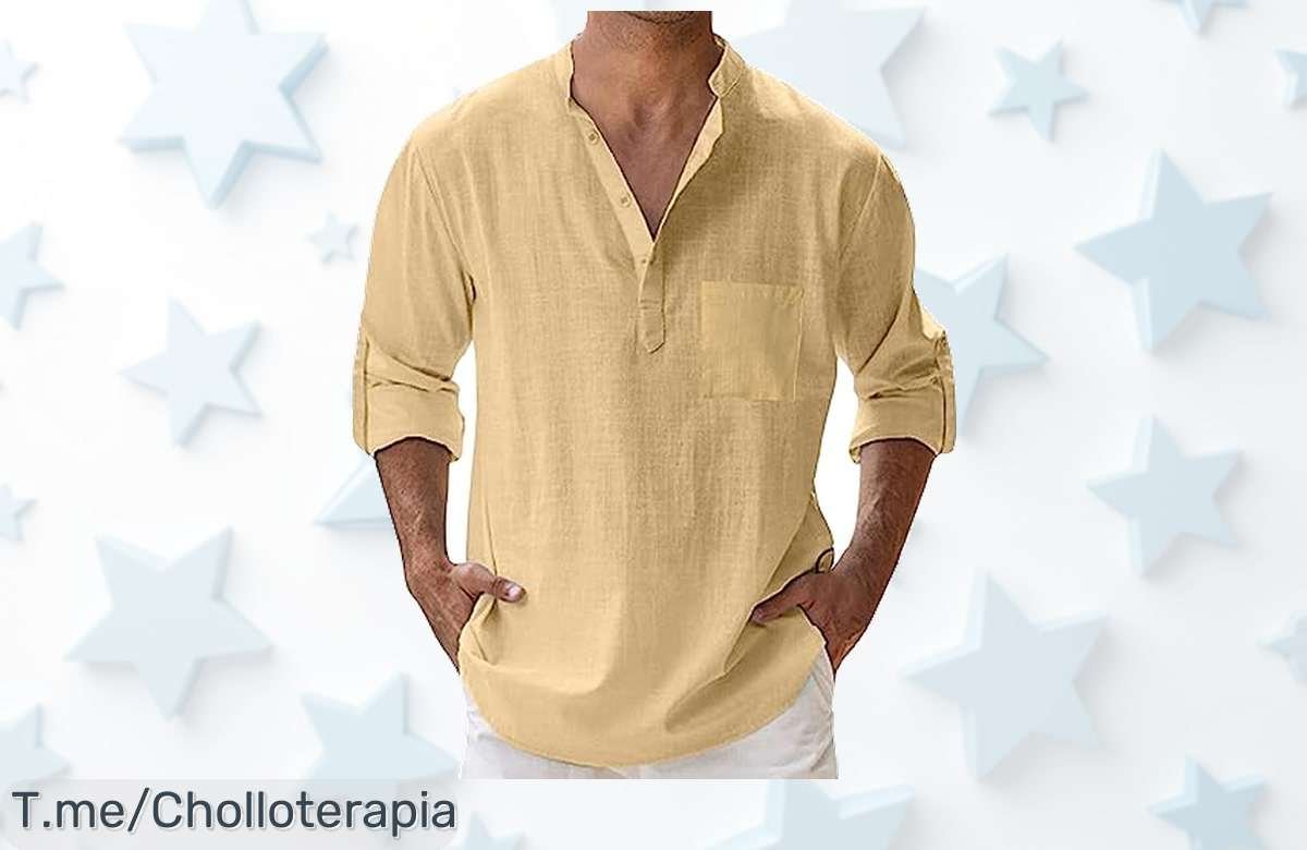 Camisa hombre 2025 súper chollo con diseño único que combina cuello henley y sin cuello para cualquier estilo descuento brutal por tiempo limitado ¡aprovecha ya este ofertón!