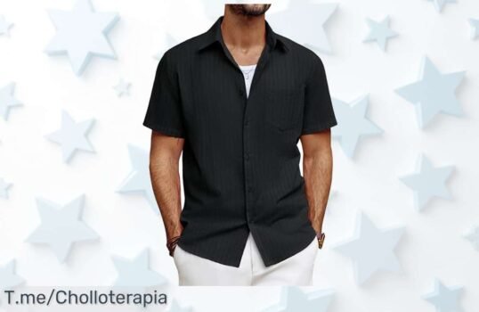 Camisa negra de algodón con rayas y bolsillo en oferta nunca vista aprovecha este precio loco y super chollo corre ya antes que se acabe esta ganga única