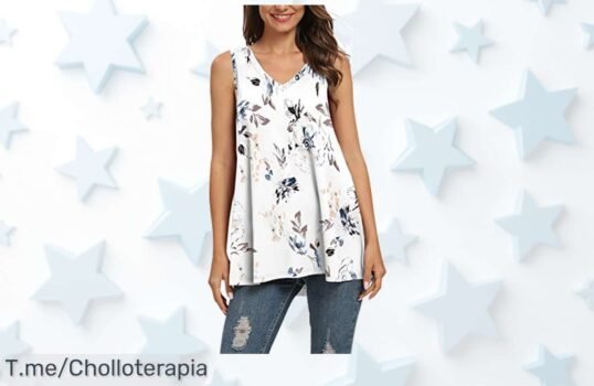 Camiseta sin mangas con estampado floral blanca que realza tu figura disfruta de un diseño versátil con descuento brutal oferta nunca vista aprovecha este super chollo ya