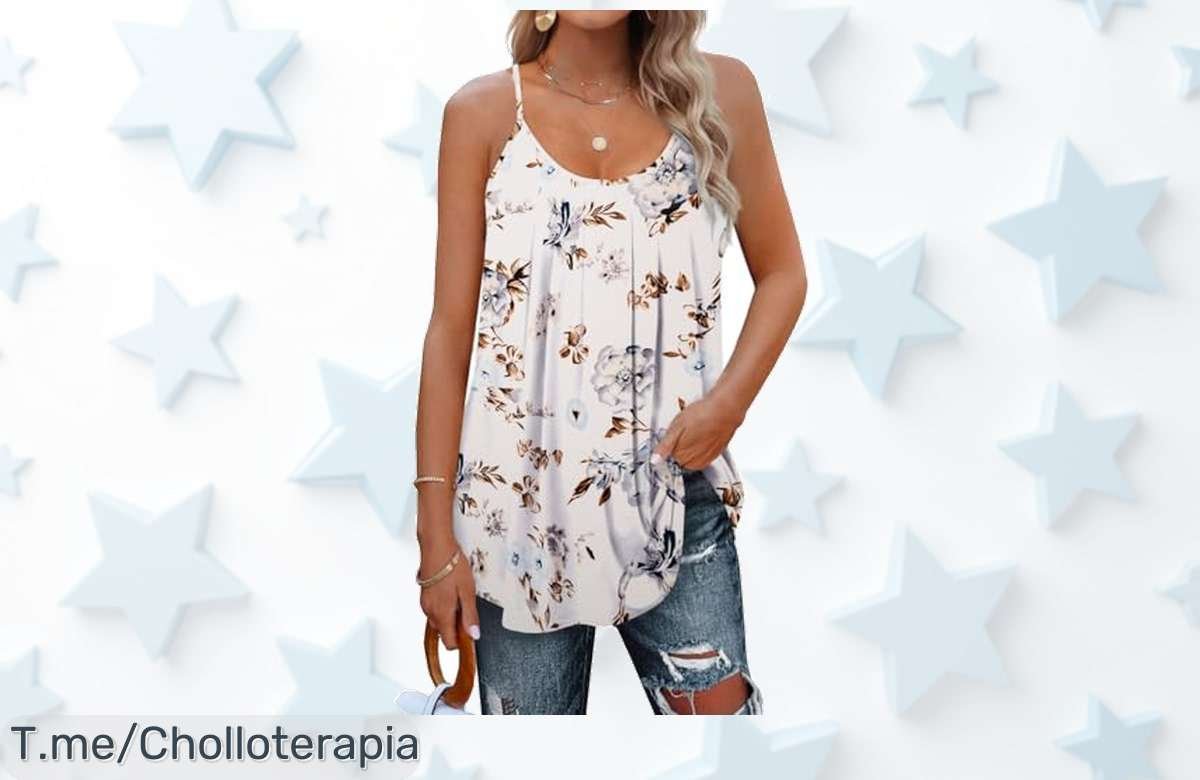 Camiseta sin mangas mujer súper chic que estiliza y disimula pancita con tela resistente oferta limitada precio loco y descuento brutal corre antes que se agote este super chollo