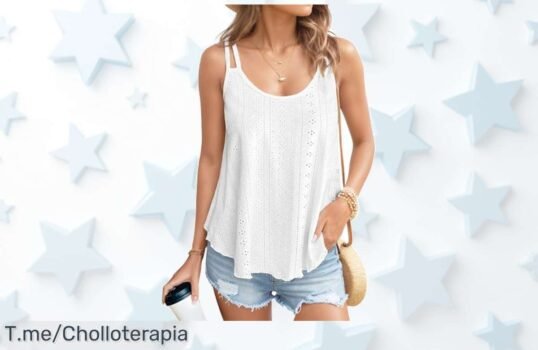 Camiseta sin mangas mujer verano con bordado eyelet oferta única precio loco para que luzcas fresca y elegante corre ya antes de que se acaben las unidades
