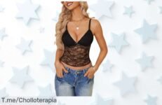 Camisola sexy sin mangas con encaje el super chollo que realza tu estilo único y te hace brillar no pierdas este ofertón precio de ganga por tiempo limitado actúa ya