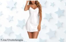 Camisón de satén sexy con tirantes ajustables y escote en V a precio loco un super chollo nunca visto para mimarte corre ya oferta limitada
