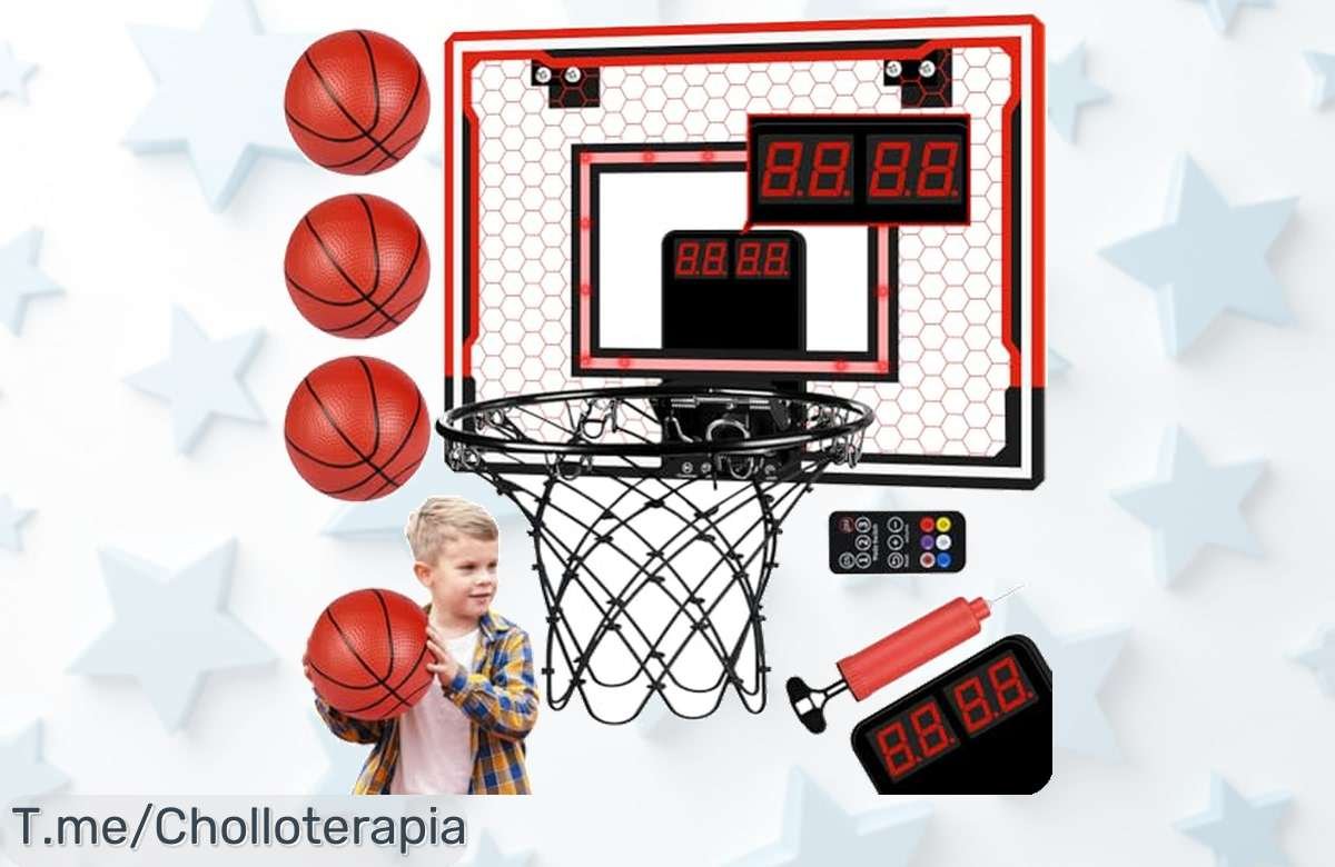 Canasta de baloncesto infantil con luces y sonidos: juego épico en casa, super chollo con descuento brutal nunca visto corre ya porque esta oferta dura poco