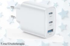 Cargador USB C 40W con 3 puertos para carga ultrarrápida nunca visto aprovecha este ofertón y precio loco solo hoy lleva tu móvil al 60 en media hora compra ya