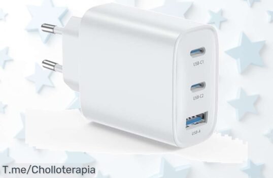 Cargador USB C 40W con 3 puertos para carga ultrarrápida nunca visto aprovecha este ofertón y precio loco solo hoy lleva tu móvil al 60 en media hora compra ya