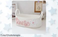 Cesta personalizada para bebé con nombre guarda ropa y juguetes estilo único aprovecha este ofertón con descuento brutal precio loco corre que vuelan nunca visto