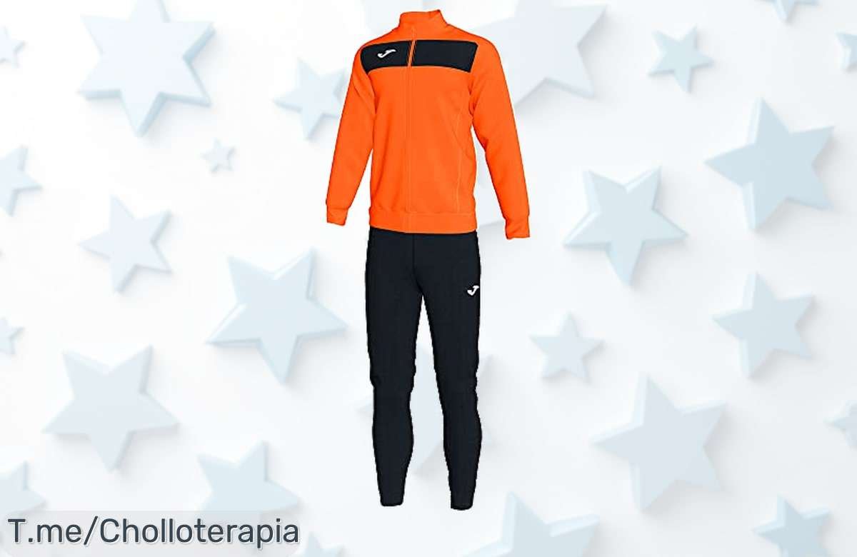 Chándal Joma Academy II hombre naranja negro con colores que explotan y resistencia máxima super chollo de descuento brutal nunca visto corre y consigue este ofertón precio loco limitado