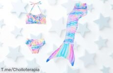 Conjunto cola de sirena para niña tela suave y divertida con braga desmontable el ofertón del verano que no puedes dejar pasar precio loco limita tu compra ya