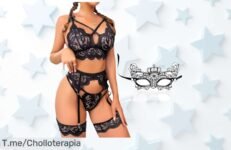 Conjunto de lencería sexy OZXVXZO con liguero que realza tus curvas, precio loco y descuento brutal nunca visto para ti, aprovecha este ofertón único ¡compra ya!