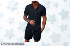 Conjunto super chollo hombre con camisa y pantalones cortos de lino que liberan tu movimiento disfruta un precio de ganga nunca visto oferta limitada compra ya