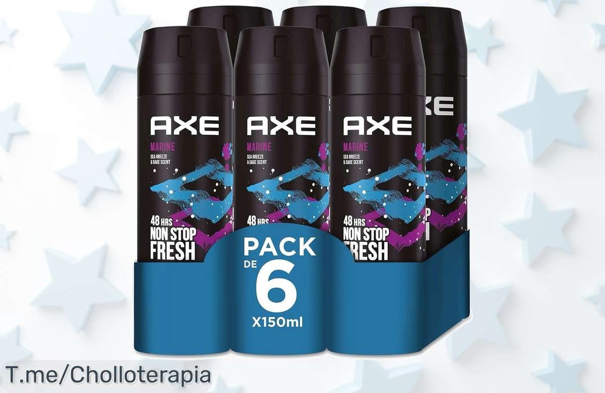 Consigue el pack 6x150ml Axe Marine spray con caída de precio brutal para frescura 48h un súper chollo y precio de ganga que nadie vio ¡Corre que vuelan esta oferta limited!