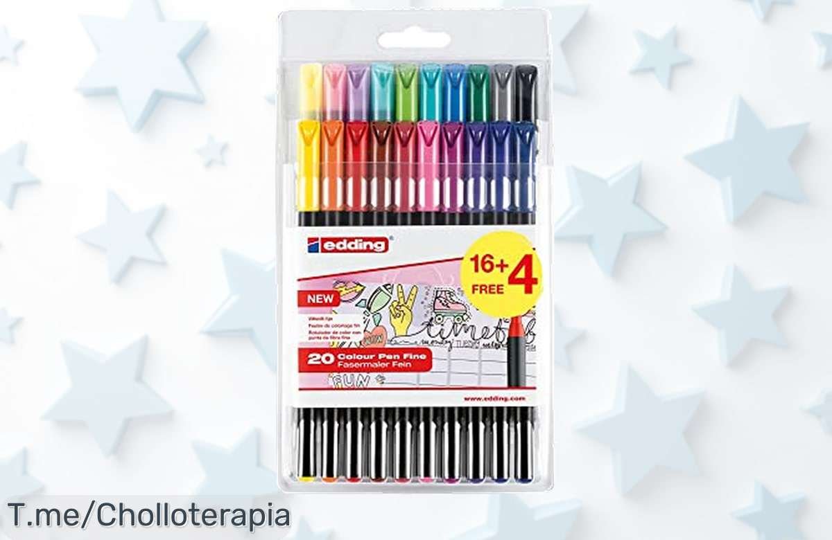 Consigue el set edding 1200 con 16 rotuladores fines y colores pastel más 4 bolis de regalo en un ofertón con descuento brutal nunca visto precio loco corre que vuelan sale ya