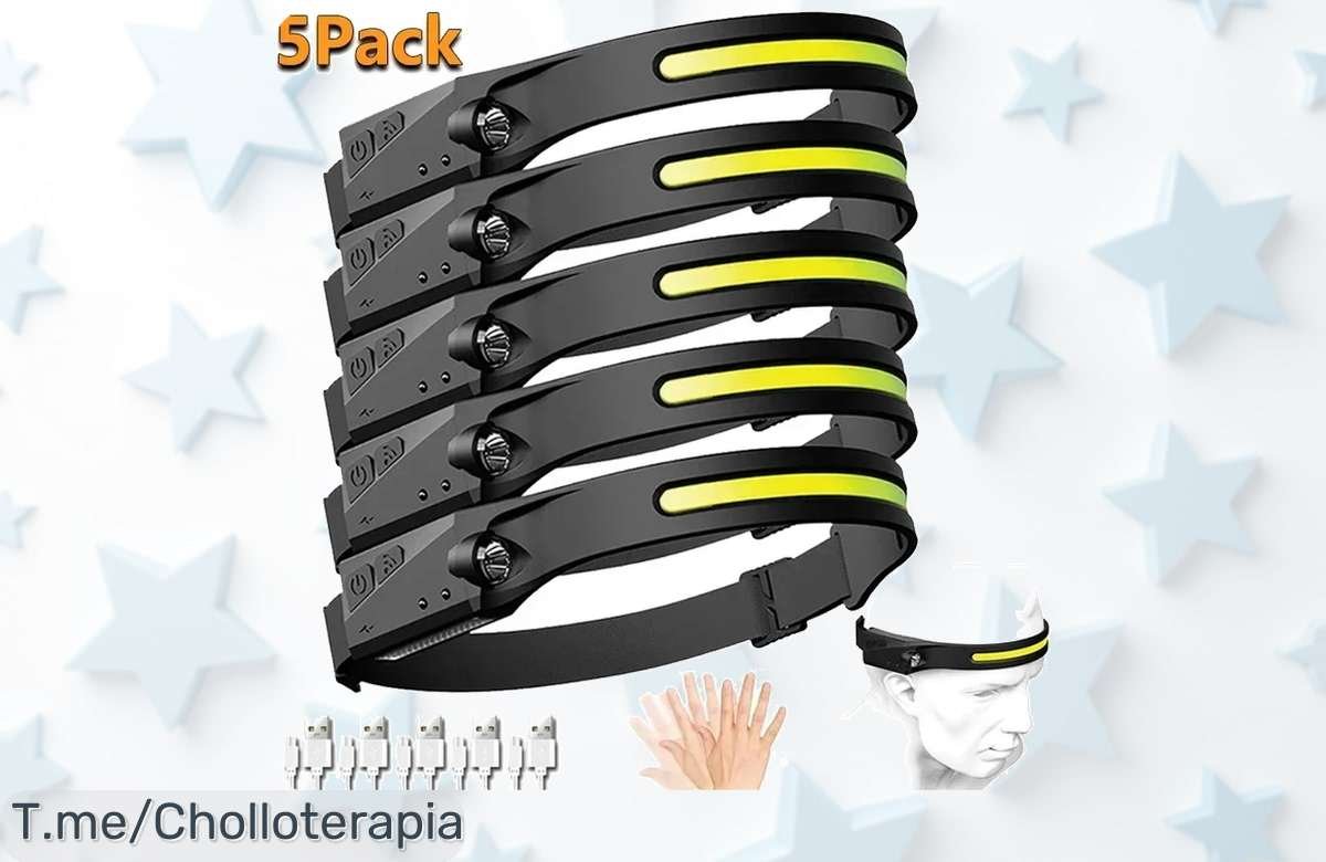 Consigue la linterna de cabeza led recargable con sensor y cinco modos que ilumina sin parar ahora en un precio loco descuento brutal nunca visto aprovecha este super chollo limitado