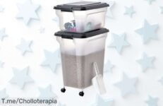 Contenedor para pienso con ruedas y sello hermético el super chollo que mantiene comida fresca al máximo disfruta este descuento brutal nunca visto ¡compra ya esta oferta limitada!