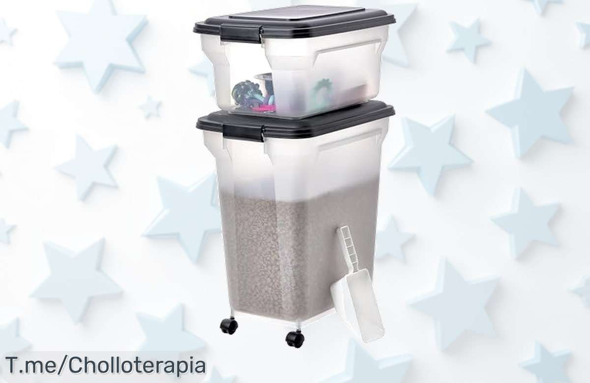 Contenedor para pienso con ruedas y sello hermético el super chollo que mantiene comida fresca al máximo disfruta este descuento brutal nunca visto ¡compra ya esta oferta limitada!