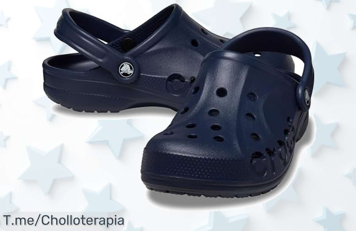 Descubre Crocs Via Clog Navy con ventilación rápida que evita agua acumulada y flotan ligeros un super chollo a precio loco descuento brutal limitado compra ya