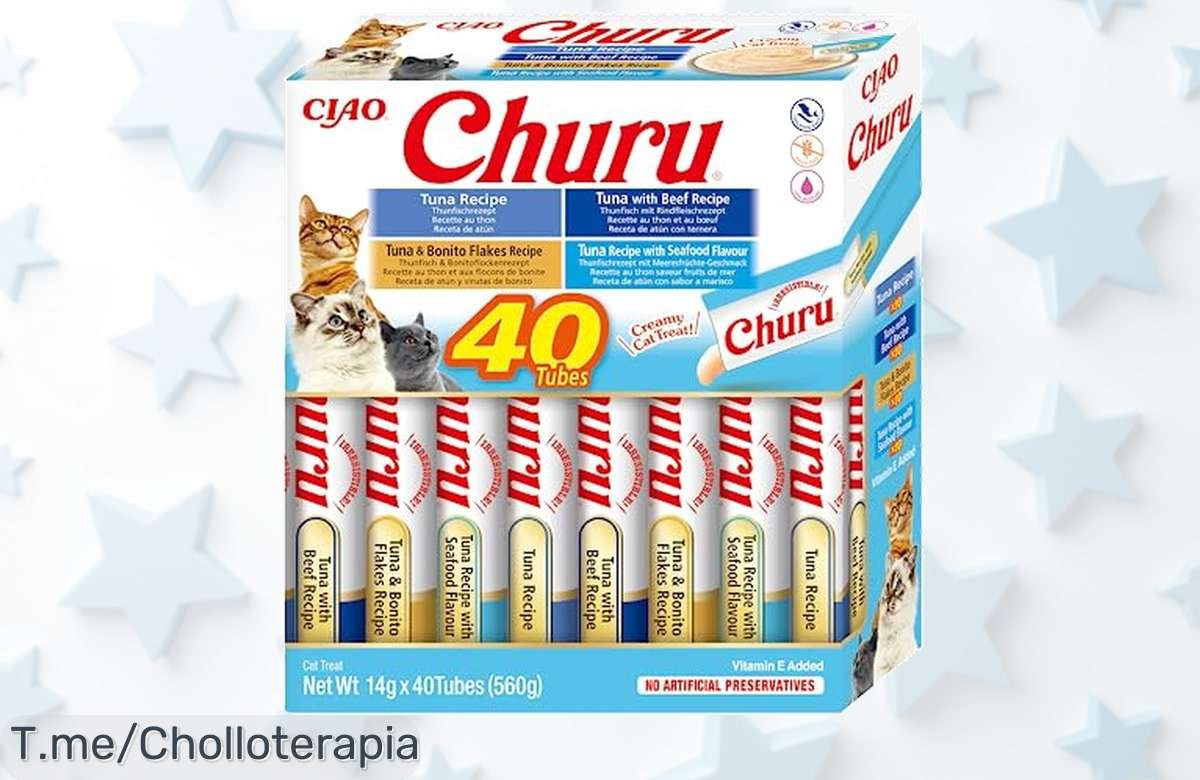 Descubre Inaba Churu con sabor atún irresistible 40 tubos cremosos para gato aprovecha este super chollo y descuento brutal antes que se agoten ¡precio de ganga nunca visto!