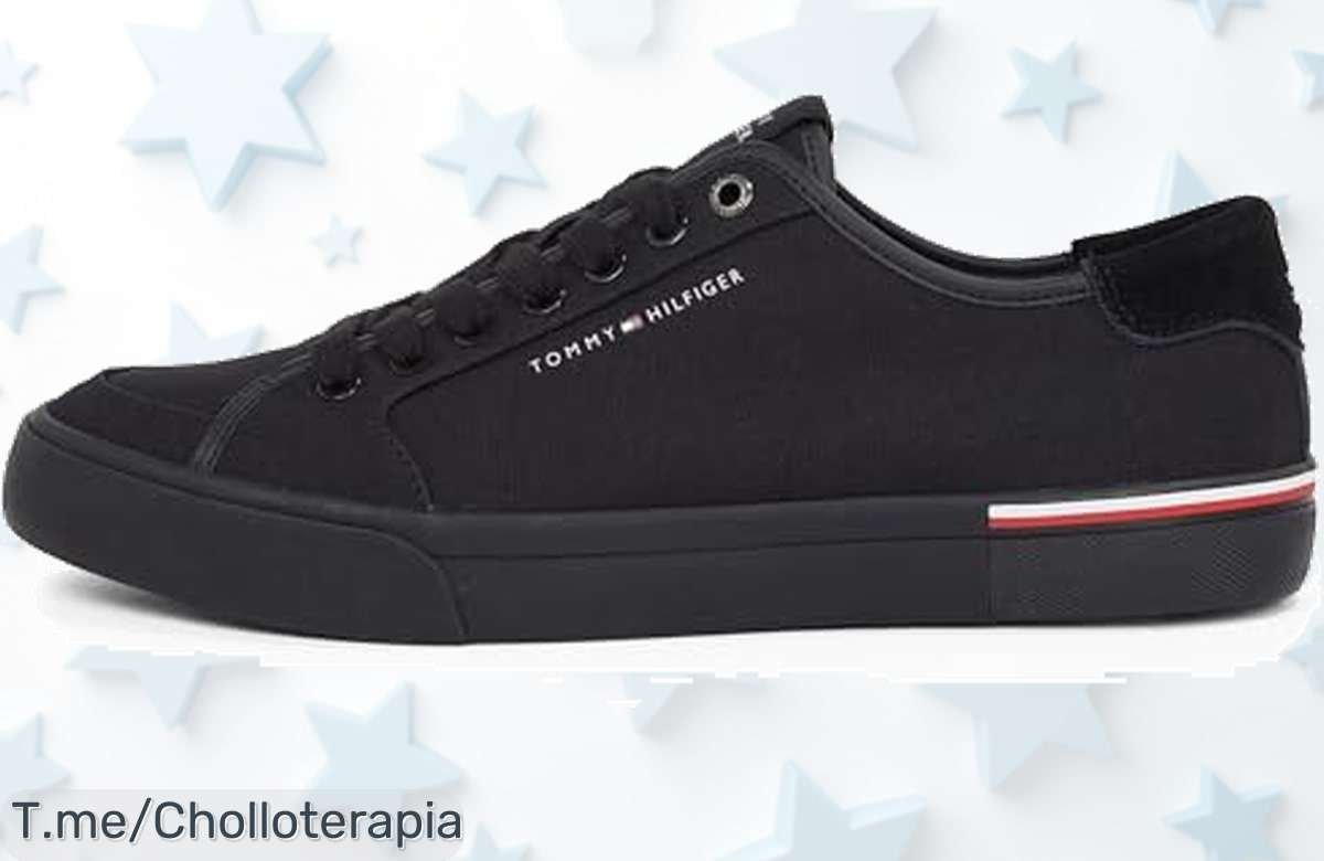 Descubre Tommy Hilfiger Low Top negro con suela vulcanizada diseño único precio loco descuento brutal solo hoy este ofertón de ganga nunca visto actúa ya