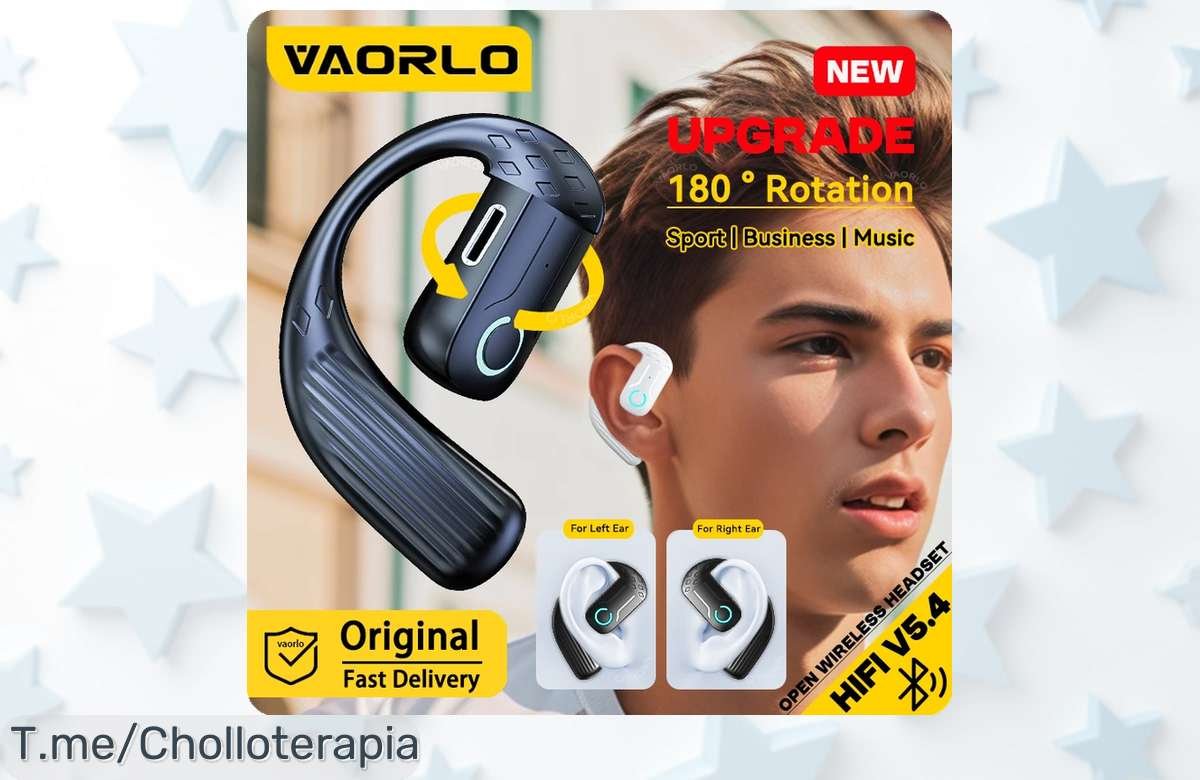Descubre el auricular inalámbrico con Bluetooth 5.4 y rotación 180 grados a precio loco, disfruta sonido claro y libertad total, aprovecha este ofertón único ¡compra ya!