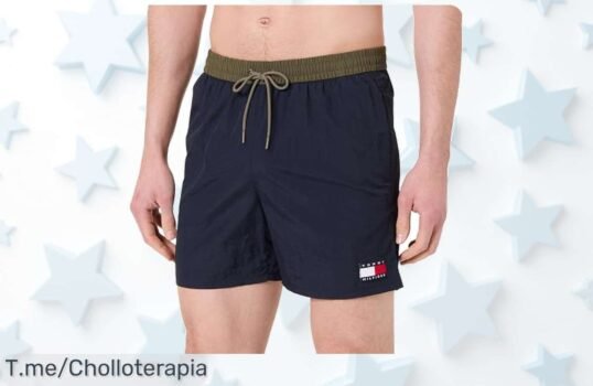 Descubre el bañador Tommy Hilfiger azul medium con cintura ajustable tela súper liviana un ofertón de precio loco que te encantará actúa rápido antes que se acabe este descuento brutal nunca visto