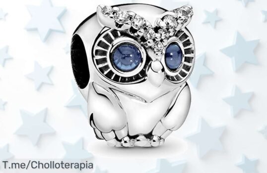 Descubre el búho brillante de Pandora con ojos azules que enamoran a precio loco un ofertón nunca visto para darle sabiduría y estilo tuyo corre ya y no lo pierdas