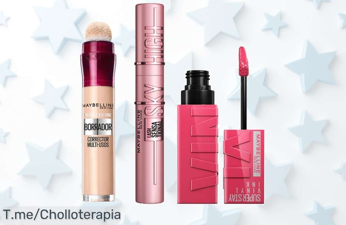Descubre el pack Maybelline sorpresa con pintalabios Vinyl, máscara Lash High y borrador Light a un descuento brutal que no podrás dejar pasar ¡ofertón limitado solo hoy!