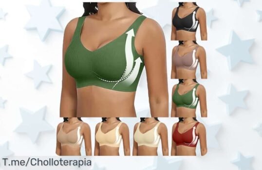 Descubre el sujetador sin aros con escote en V y malla 3D que realza tu pecho al máximo con un doble cinturón de elevación aprovecha este super chollo nunca visto precio loco por tiempo limitado ¡compra ya!