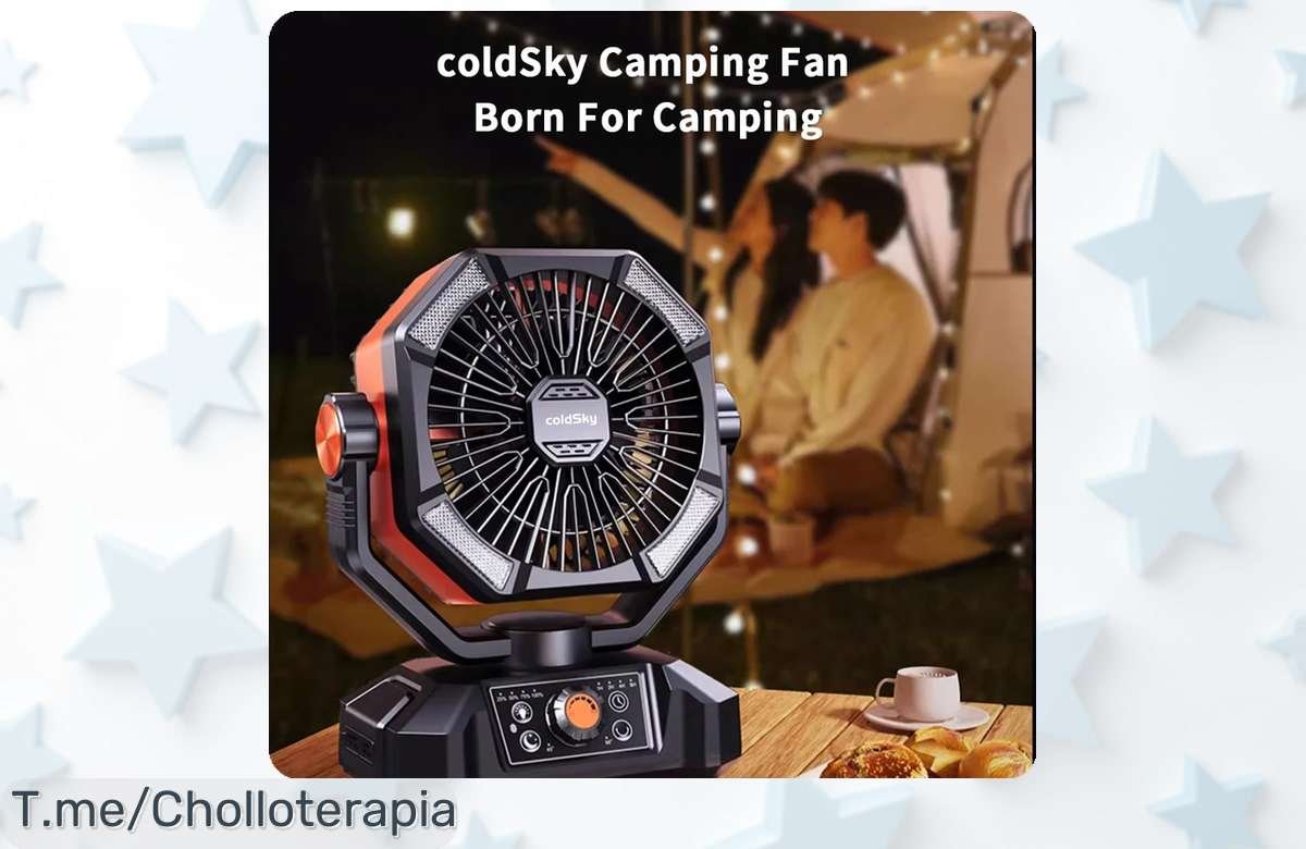 Descubre el ventilador ColdSky con batería gigante y 4 linternas LED, disfruta de 8 velocidades en esta oferta nunca vista con precio loco aprovecha este ofertón ya