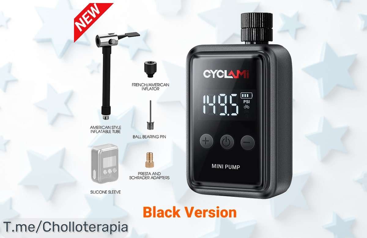 Descubre la bomba de bici portátil eléctrica 150 PSI con medidor digital, oferta nunca vista a precio loco para inflar fácil y rápido ¡corre que se acaba este super chollo!