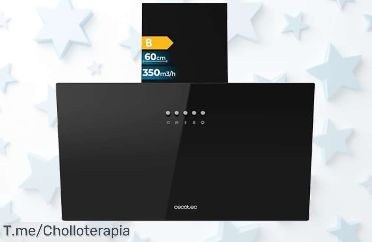 Descubre la campana decorativa Cecotec 60cm con succión brutal y luz LED que elimina humos ¡ofertón único con descuento brutal precio de ganga corre ya!