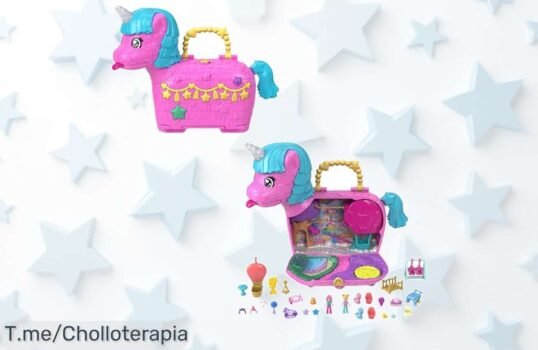 Descubre la piñata unicornios Polly Pocket con más de 25 accesorios para fiestas mágicas y guarda todo en su carrusel precio loco y descuento brutal por tiempo limitado actúa ya