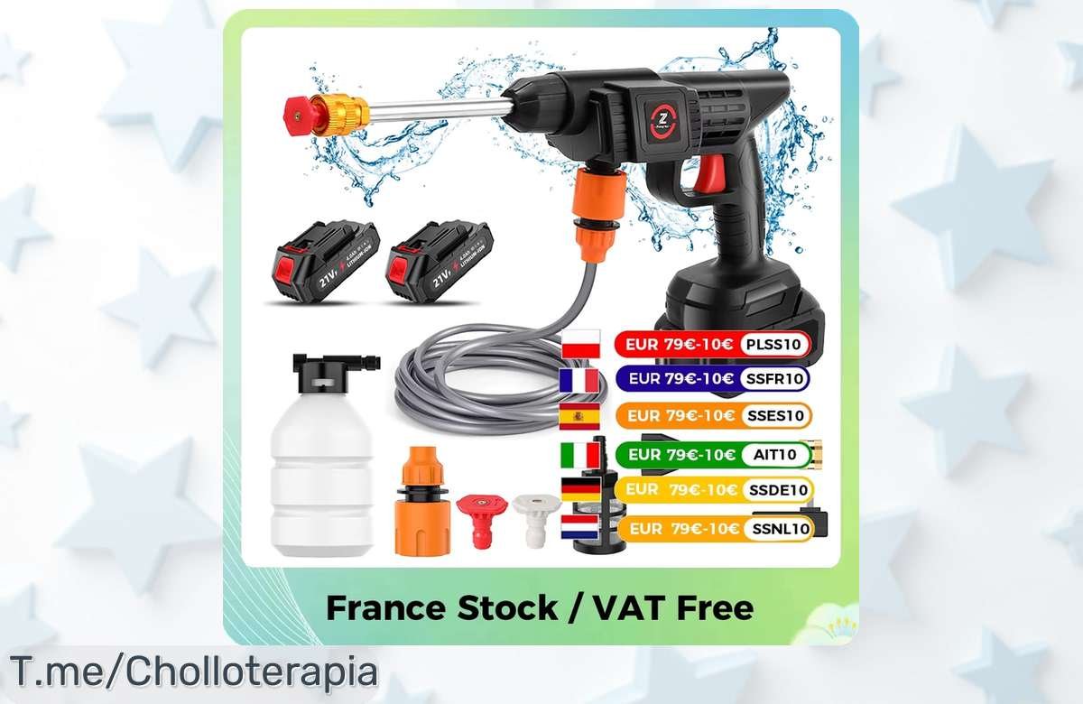 Descubre la pistola de agua inalámbrica 21V con 50bar y espuma increíble para lavar coches a precio loco aprovecha este ofertón único antes que se acabe el descuento brutal ahora mismo