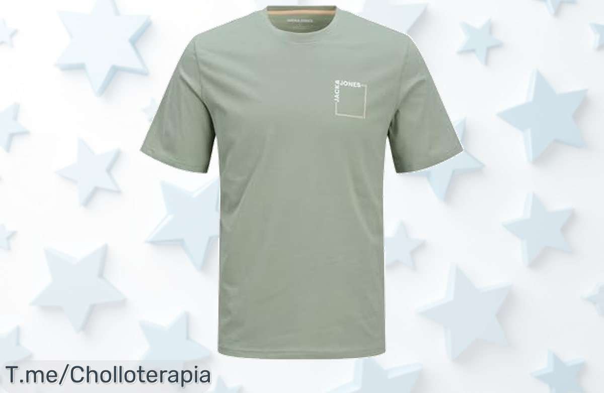 Descubre la tee Jack & Jones en iceberg green con un descuento brutal que renueva tu estilo al instante aprovecha este ofertón único y llévatela ya solo quedan pocas unidades