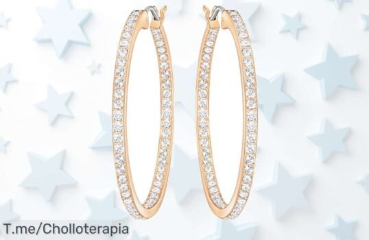 Descubre los pendientes Swarovski aro Sommerset con baño en oro rosa brillo sutil precio loco y descuento brutal que eleva tu estilo corre antes que se acaben este super chollo nunca visto