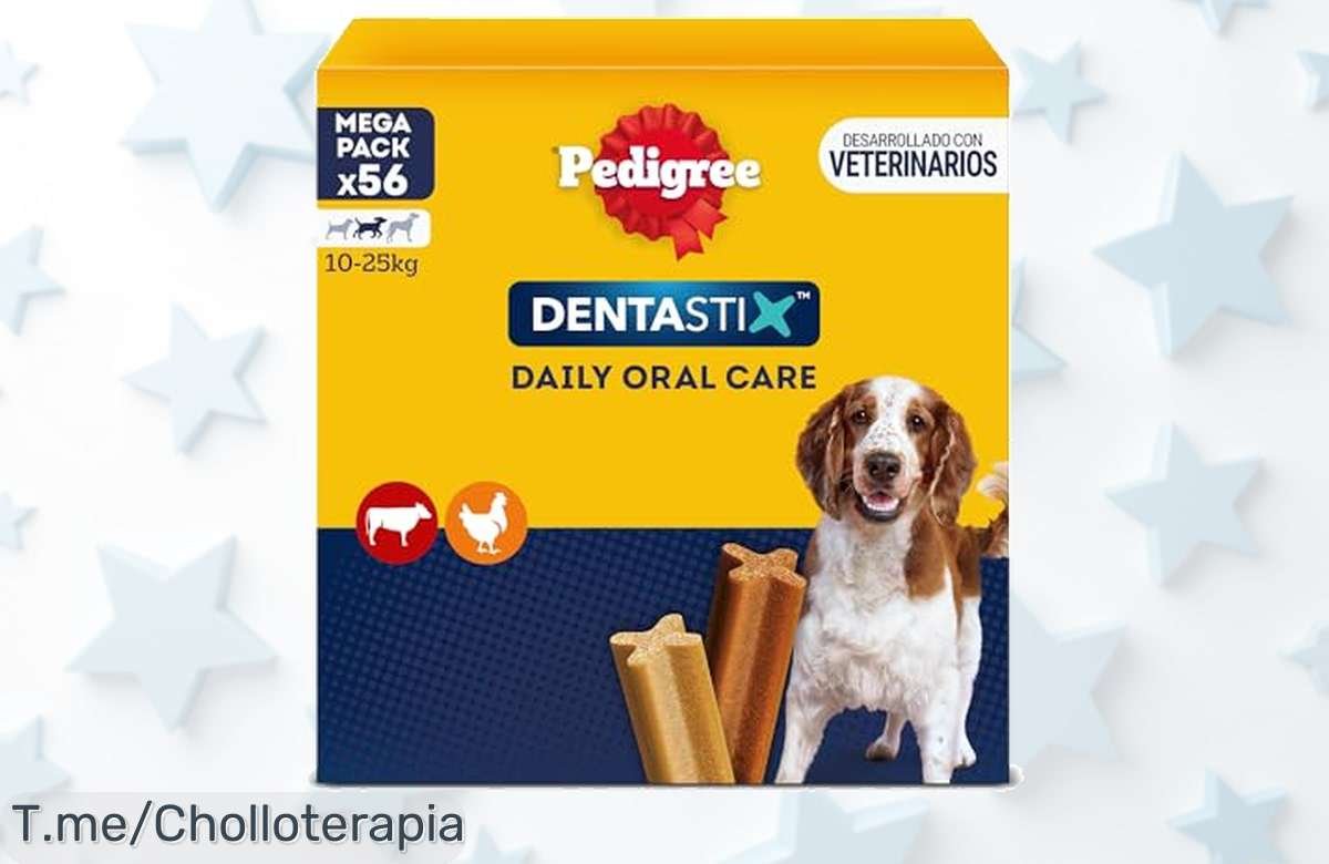 Descubre pedigree dentastix 56 snacks que limpian hasta la raíz y mejoran el aliento de tu perro mediano con un ofertón único de precio loco ¡corre antes que se acabe!