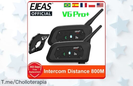 Ejeas V6 Pro+ casco moto Bluetooth con walkie talkie para 6 riders y 800m de distancia precio loco nunca visto aprovecha este ofertón ahora antes que se acabe compra ya