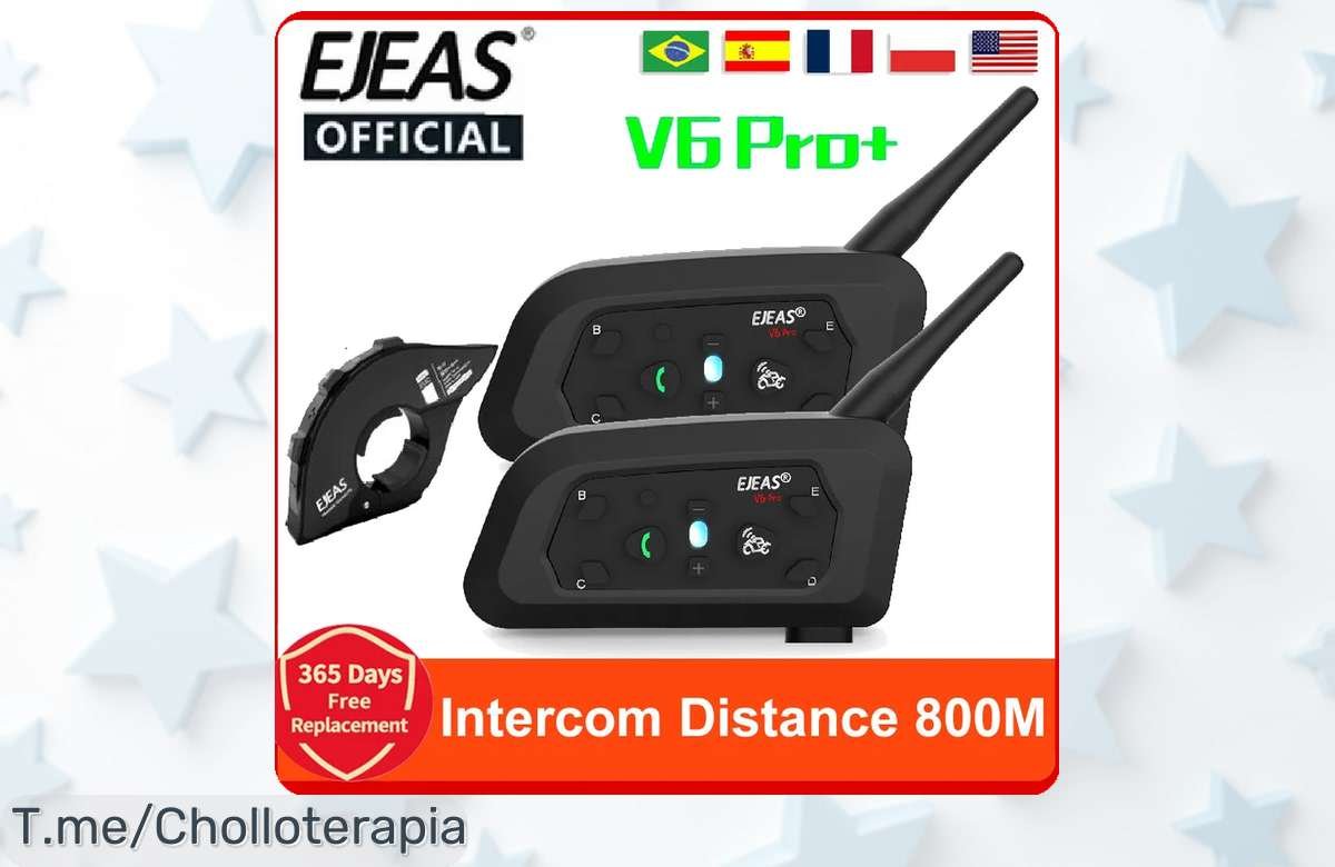 Ejeas V6 Pro+ casco moto Bluetooth con walkie talkie para 6 riders y 800m de distancia precio loco nunca visto aprovecha este ofertón ahora antes que se acabe compra ya