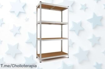 Estantería metálica super resistente con 4 baldas ajustables de MDF para tu garaje oferta nunca vista precio loco y descuento brutal aprovecha este súper chollo ya