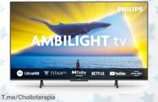 Experimenta Philips Ambilight 55” con imagen 4K ultra nítida y sonido Dolby Atmos a un precio loco nunca visto disfruta la magia total en tu salón ¡aprovecha este ofertón antes que se agote!