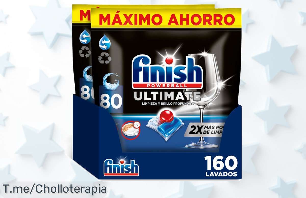Finish Powerball ultimate 160 pastillas para lavavajillas en super formato con brillo diamante y menos químicos aprovecha este ofertón de precio loco y descuento brutal compra ya antes que se agote