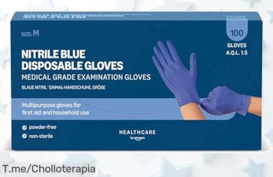 Guantes de nitrilo azul súper resistentes sin polvo con descuento brutal manos protegidas sin alergias corre que es un super chollo precio loco limitado