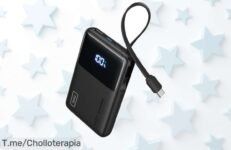 Iniú power bank 10000 mAh con carga rápida 20W y cable USBC integrado para que nunca te quedes sin batería aprovecha este descuentazo brutal precio de ganga único y limitado actúa ya