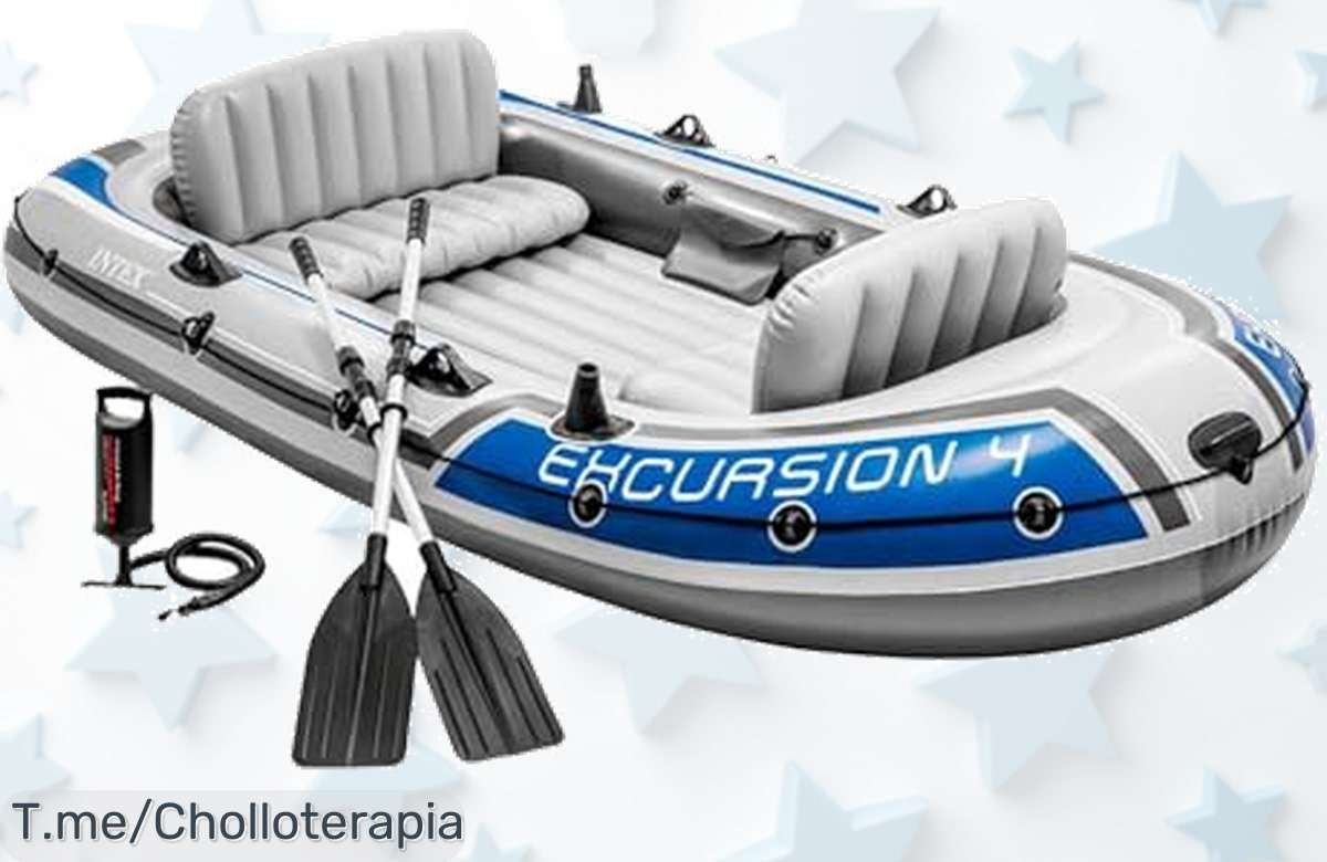 Intex Excursion 4 barco hinchable para 4 personas con remos y soportes para cañas precio de ganga nunca visto aprovecha este ofertón con descuento brutal ¡solo hoy!