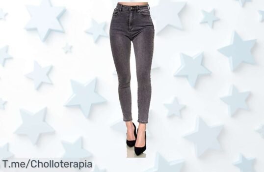 Jeans mujer cintura alta gris oscuro que realzan tu figura con un ajuste perfecto precio loco y descuento brutal no esperes más esta oferta nunca vista es por tiempo limitado