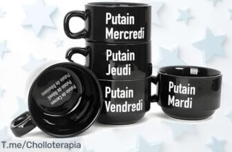 Juego 5 tazas negras con mensajes irreverentes para alegrar tus mañanas precio loco y descuento brutal nunca visto aprovecha este ofertón único antes que se acabe