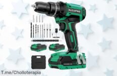 Kuzupro taladro percutor 21V con luz led y 14 accesorios potencia brutal precio de ganga nunca visto aprovecha este ofertón único antes que se agote