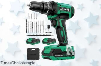 Kuzupro taladro percutor 21V con luz led y 14 accesorios potencia brutal precio de ganga nunca visto aprovecha este ofertón único antes que se agote