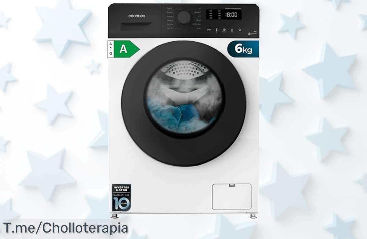Lava rápido sin esfuerzo con lavadora Cecotec 6 kg motor inverter y vapor potente manchas rebeldes Aprovecha ya este super chollo precio loco oferta limitada que vuela