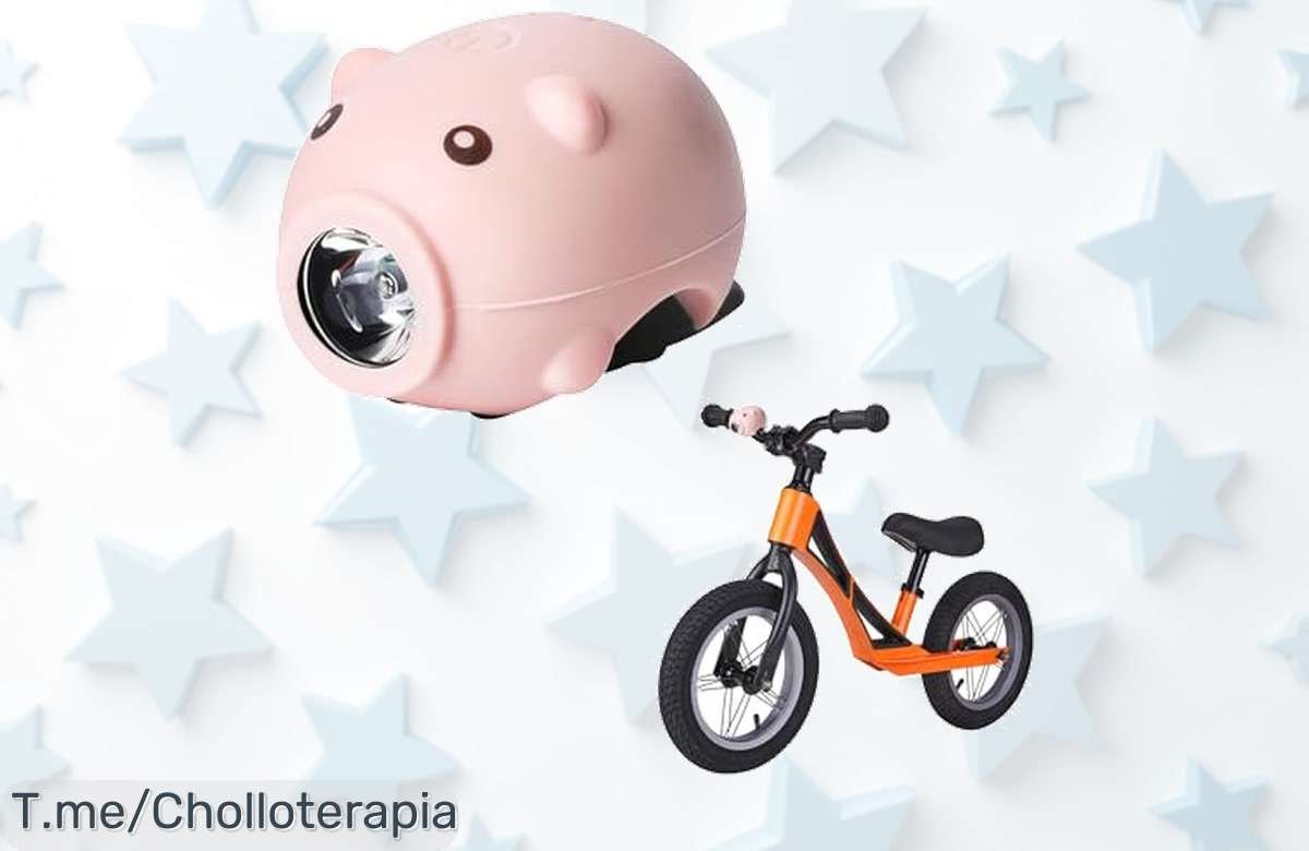 Luz para patinete infantil con forma de cerdito y bocina divertida precio loco nunca visto aprovecha este ofertón súper resistente recargable usb descuento brutal solo hoy corre ya